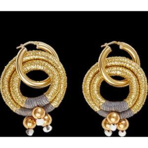 Keentu Gold Double Hoop Earrings - Gold